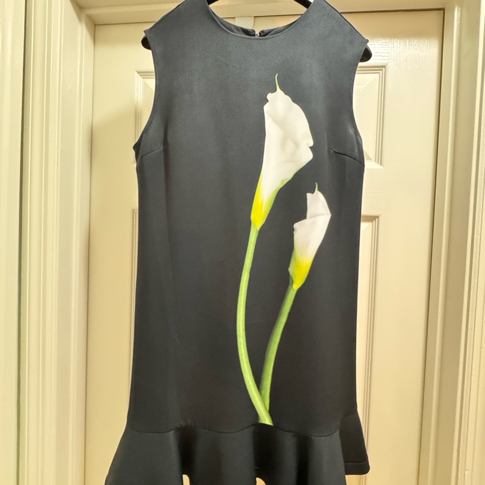 Victoria Beckham Black Dress with White Floral Print